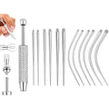 14g/16g/18g Titanium Piercing Taper Insertion Pin for Internal Thread | Tragus/Helix/Lip/Nose/Helix/Piercing Jewelry Cartilage Earrings Labret Nose Studs Stretcher Assistant Tool - color: 13Pcs - Internal Thread(Straight + Curved) 16G 18G 20G + Grabber