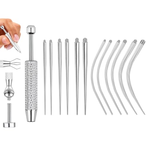 14g/16g/18g Titanium Piercing Taper Insertion Pin for Internal Thread | Tragus/Helix/Lip/Nose/Helix/Piercing Jewelry Cartilage Earrings Labret Nose Studs Stretcher Assistant Tool - color: 13Pcs - Internal Thread(Straight + Curved) 16G 18G 20G + Grabber
