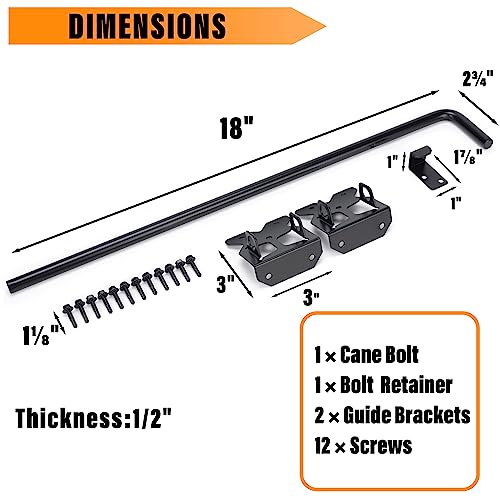 Upgrade 18" Heavy Duty Cane Bolt Gate Drop Rod-Steel Gate Ground Latch Designed for Wood Metal Vinyl Gates or Double Doors Fence - size: 18 Inch-1 Pack