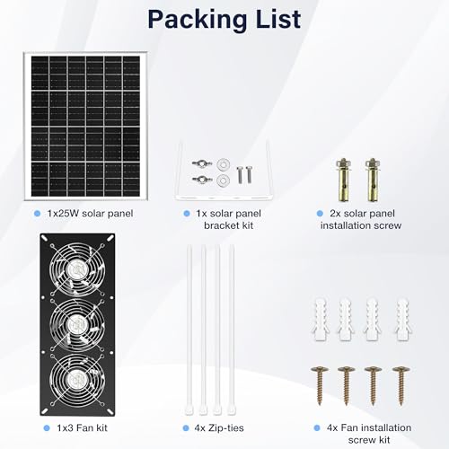 Fanspex Solar 3 Fan Kit Waterproofed for Chicken Coop, Greenhouse & Shed | High Velocity Solar Powered Fans for Outdoor Intake or Exhaust Air - size: 3 Fan Kit