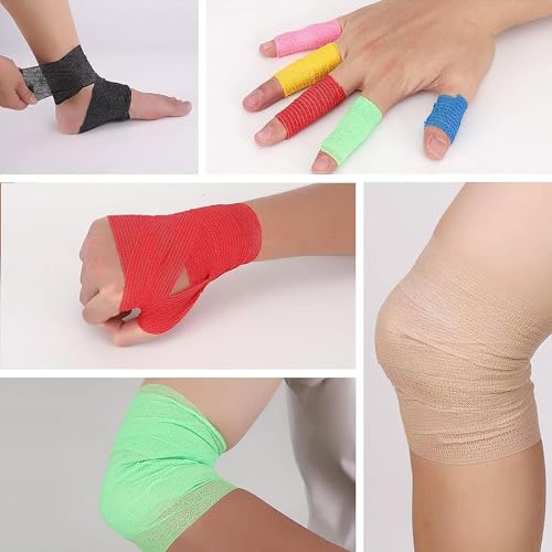 40 Pack Self Adhesive Bandage Wrap,4" X 5 Yards Elastic Cohesive Bandage | Breathable Athletic Tape Vet Wrap Stretch Adhesive Tape for Wrist Ankle Swelling Sprains(Multicolored)