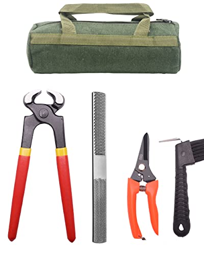 LONG RIVER 8 inch Farrier Tool Kits （5 Piece） Mini Rasp Hoof File Equine Metal Shears Farriers Hoof Nipper for Goat Pig