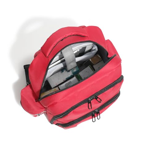 Empty First Aid Backpack Multi-Pocket Emergency Medical Organizer for First Responders Trauma Camping Hiking Travel Portable Red Trauma Bag (Bag Only)
