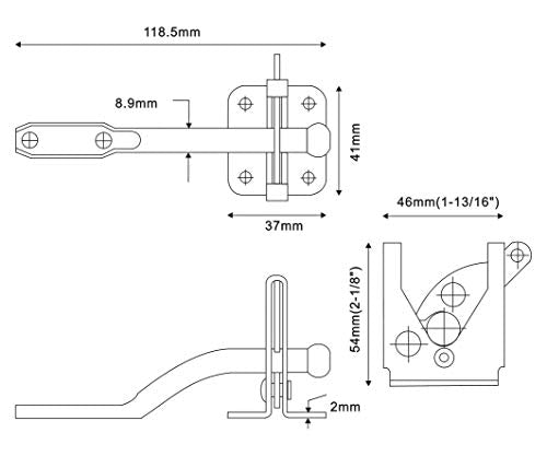 QCAA 304 Stainless Steel Self-Locking Gate Latch, 2-1/8", 2 Pack, Made in Taiwan - color: 304 Stainless Steel (2-1/8"), size: 2 Pack
