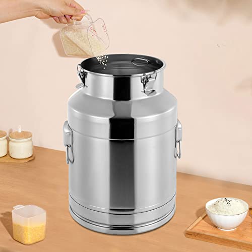 28L/7.39Gallon Stainless Steel Milk Bucket Canister with Sealed Lid for Milk, Wine, Liquids, Solids, Bulk Storage - size: 28L/7.39Gallon