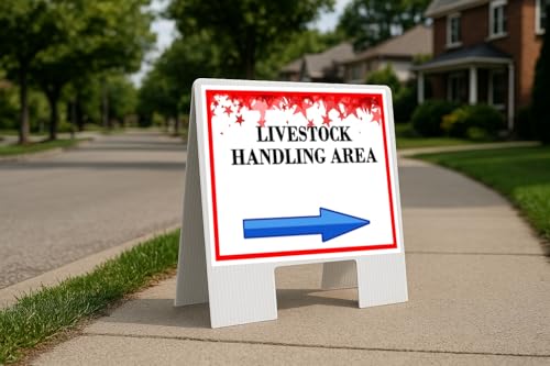 Livestock Handling Area 4Th Of July American Flag Usa Patriotic Red Blue Stars Directional Arrows A-Frame Double Sided 23x23 in. Yard Road Sign - size: Double A-Frame Directional Arrows