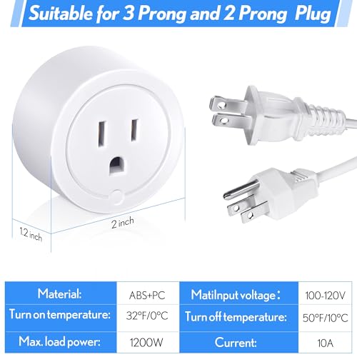 Feekoon 1 Piece Thermostatically Controlled Outlet, On at 32F/Off at 50F Thermostat Plug Outlet for Winter Chicken Water Coop Heater, Temperature Controllers for Bird Bath Deicer Outdoor
