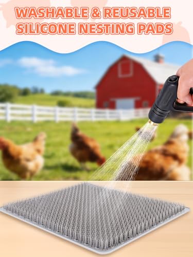 Kalolary 6 Pcs 12"x 14"Silicone Chicken Nesting Pads for Chicken Coop | Nesting Box Liners Reusable Chicken Egg Laying Mats Chicken Bedding for Coop Accessories for Hens Laying Eggs, Easy to Clean