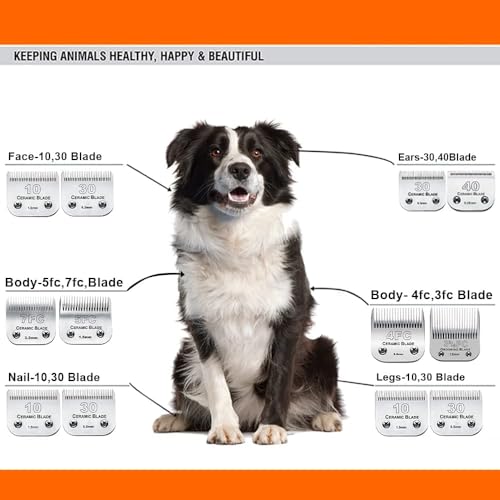 3PCS 7FC Blades Dog Grooming Blades Compatible with Andis/Wahl Dog Clipper | Cut Length 1/8-Inch (3.2MM),Dog Clipper Blade compatible with Oster A5/Wahl KM Series ,Ceramic Blade & Stainless Steel Blade - color: 3pack #7fc
