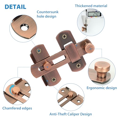 Alise 4 Inch Red Bronze SUS304 Stainless Steel Gate Latches for Barn Door | Heavy Duty Gate Hardware ,Security Flip Latch,Anti-theft Latch,Safety Door Lock for Barn Wood Fence Sliding French Doors - color: Red Bronze, size: 4 Inch
