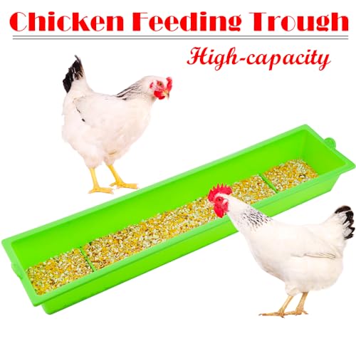 DQITJ 4 Pack Chicken Large Capacity Feeder Plastic Feed Trough Bucket Hanging Food Dispenser for Chicken Duck Pigeon Bird Livestock Poultry (Length: 23.6")