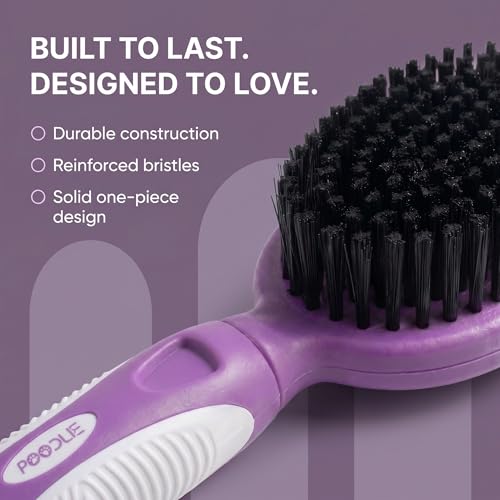 Soft Bristle Dog Brush For Short Haired Cats Or Dogs - Firm Bristles To Remove Dust, Dirt, And Loose Fur - Hook And Rubber Handle