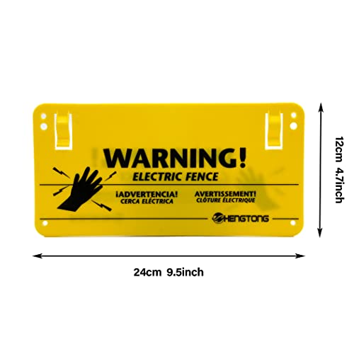 Plastic Electric Fence Warning Signs 4 Pcs 9.5 x 4.7 Inch | Yellow durable safety markers, no touching reminder for farm and home use