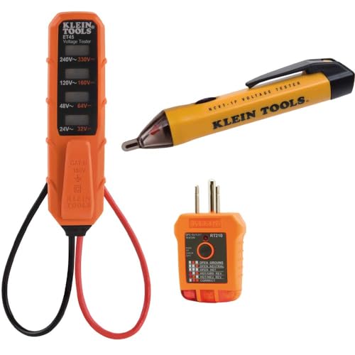 Klein Tools 80097 Beginner Tester Kit, GFCI Outlet and Receptacle Tester, Electronic and Non-Contact Test Pen, 3-Piece - size: 3-Piece Set