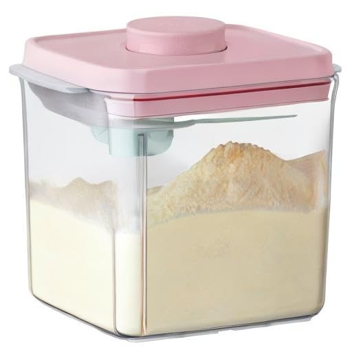 Formula Container - 1700ml Airtight Formula Dispenser One Button Handy Milk Powder Container BPA-Free Storage Containers with Scoop and Scraper Transparent 730g - color: 1700ml Pink