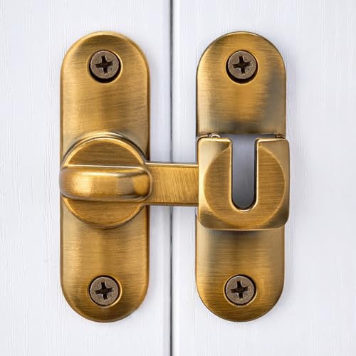 Brass 90/180 Degree Barn Door Latches,Flip Gate Lock | Zinc Alloy Flip Gate Latches,Right Angle Door Lock,for bedroom,garage,sliding door,window,cabinet,drawer,pet enclosures - color: Brass