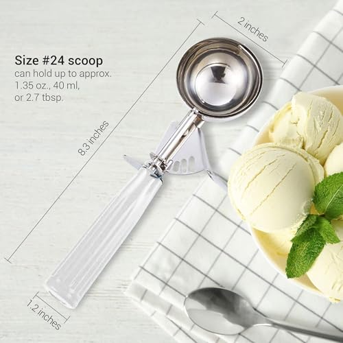 Meadow Lane #24 Ice Cream Disher Scoop, Stainless Steel, Light Gray | Stainless steel 2.7 Tbsp scoop has a reinforced trigger and non-slip handle; dishwasher-safe for ice cream, dough and more. - color: Light Gray