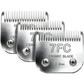 Detachable Pet Clipper Blades Dog Grooming Clipper Replacement Ceramic Blades, Compatible with Andis, Wahl, Oster(3Pack Size 7FC,Cut Length 3.2mm) - size: 7FC*3 (3.2mm)