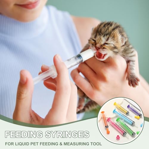 Feeding Syringes with Cap, Plastic Syringes for Liquid Pet Feeding Measuring Tool No Needle 10ml, (Pink, 4 Pcs), Intended for Dog / Cat / Rabbits / Small Animal / Scientific Lab - color: Pink
