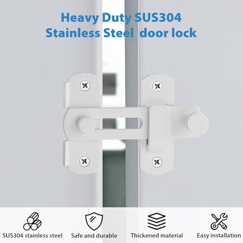 Alise 2pcs 4 Inch White SUS304 Stainless Steel Gate Latches for Barn Door | Heavy Duty Gate Hardware ,Security Flip Latch,Anti-theft Latch,Safety Door Lock for Barn Wood Fence Sliding French Doors - color: White, size: 4 inch-2p