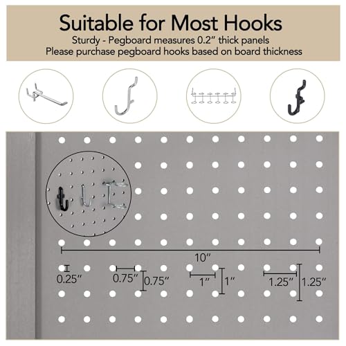 Wnutrees 4 Panel Pegboard Display,5 Ft Folding Privacy Screen Room Divider | Wood Portable Freestanding Board Organizer, Partition for Craft/Art Shows, Retail, Events, Wall Display, Grey - color: Grey