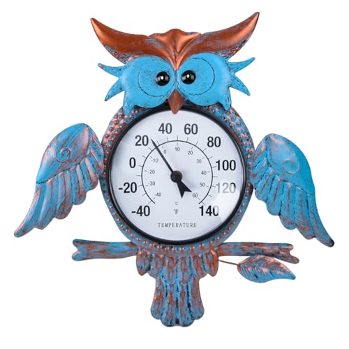 Indoor Outdoor Thermometer, Owl Wall-Mounted Thermometer | No Batteries Required, Decorative for Patio, Living Room, Garden Greenhouse, Wine Cellar - style: Owl-Shape