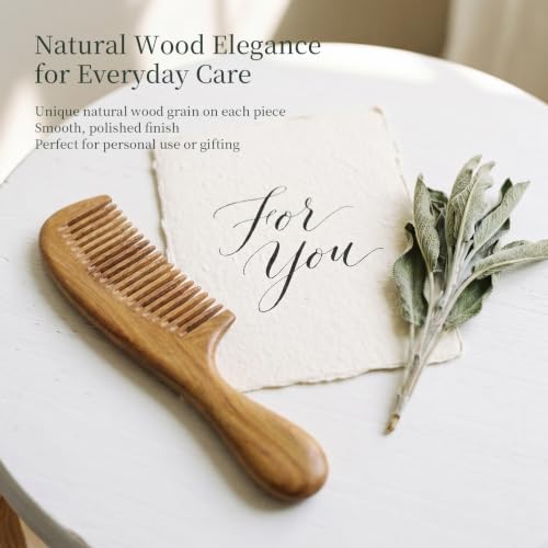 Onedor Handmade 100% Natural Green Sandalwood Hair Combs - Anti-Static Sandalwood Scent Natural Hair Detangler Wooden Comb (Wide Tooth),1 Count (Pack of 1) | Handmade, 0.15 in Tooth Spacing, Smooth Rounded Teeth, Helps Reduce Static, Less Pulling, Wavy Th