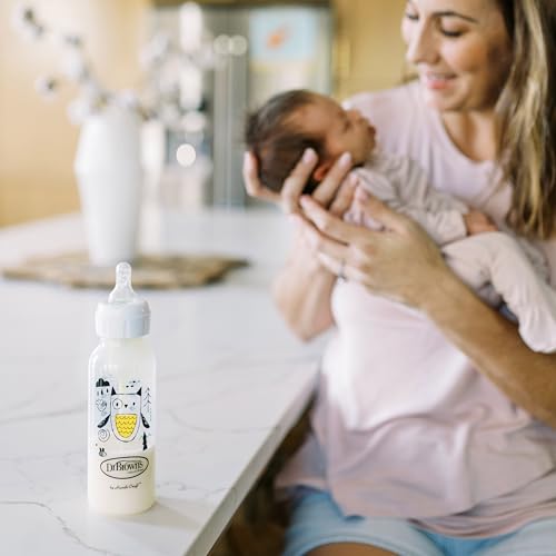 Dr. Brown's Anti-Colic Options+ Narrow Baby Bottle, Bear Owl, 2-Pack - color: Pink & Blue (Bear & Owl), size: 1 Count (Pack of 2)