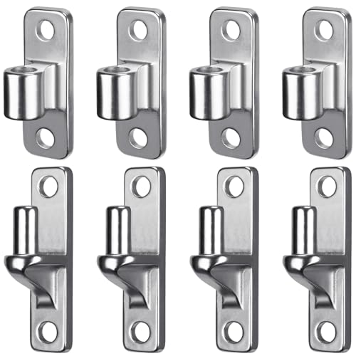 Heavy-Duty 304 Stainless Steel Gate Hinges, 4-Pack Wall Mount Gate Hardware Female & Male Hinges Pin, Non-Welding Design for Wooden Fences and Farm Gates - color: Silver, 4 Pack