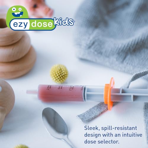 Ezy Dose Kids Baby Oral Syringe & Dispenser, 10 mL, Color Coded, BPA Free | Liquid dosing device designed to help safely administer the prescribed dose, color-coded dial and built-in safety stops - size: 10 mL/2 TSP without Brush (Single)