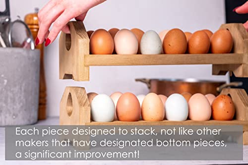 Farmhouse Stackable Wood Egg Holder - Fresh Egg Storage Rack (1)