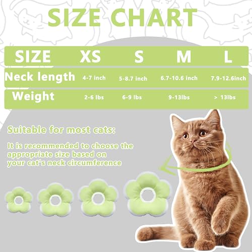 Cat Cone Collar Soft, Floral Recovery Cone,Green, Medium | Waterproof, Cats Cones to Stop Licking After Surgery, Adjustable Soft Elizabeth Cats Collars , Wound Healing, Flower Shape - color: Green, size: Medium