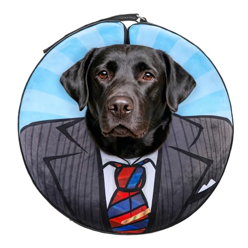 SCENEREAL Dog Cone Alternative After Surgery for Small Medium Large Dogs | Inflatable Cone Collar for Dogs Cats, Adjustable Soft Recovery Donut Collar to Prevent Licking, Black Suit Print E-Collars - color: Black Suit, size: XL(Neck 18"-21")