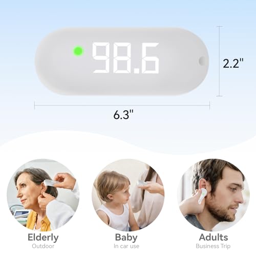 Thermometer Forehead, 1-Second Reading Digital Thermometers Accurate for Adult Kids White Thermometer Infrared with Fever Alarm Rechargeable Thermometers Mini - color: WHITE