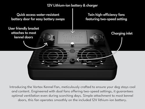 Push Industries 901.901 Vortex Kennel & Crate Fan Powered by 120V or Inc. Rechargable Battery - Multi Speed (Each) - size: Standard - Each