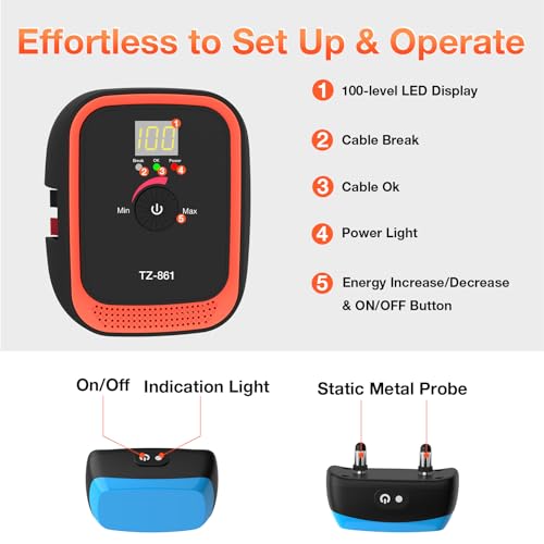 Electric Fence for Dogs, Electric Dog Fence with 2 Waterproof Collar | Underground Dog Fence Rechargeable, 656Ft Boundary Wire, Radio Boundary, Dog SafetyWired Dog Fence System for 2 Dogs