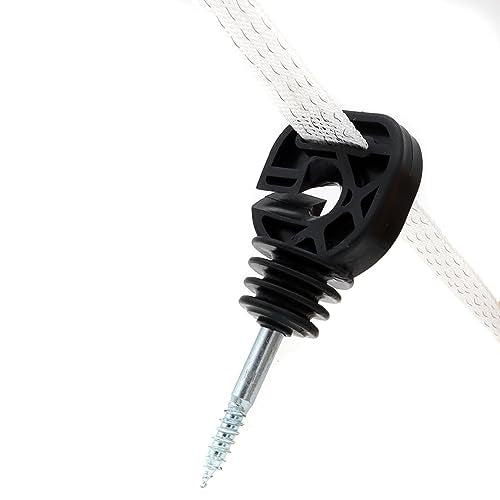 100 Pcs Electric Fence Insulator Screw-in Insulator is Made of high Quality Material, for Polytape/Polywire/Wire/Rope and 1 Pcs Free Insulator Socket Tool(Black)
