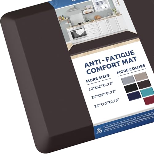 0.8" Thick Kitchen Mat Cushioned Anti Fatigue Rug Comfort Floor Mats | Water-Resistant, Non-Slip, Easy to Clean Comfort Floor Mat for Kitchen, Sink & Office, Multiple Colors & Sizes, 70" x 24" - color: Chocolate, size: 70"L x 24"W x 0.8"Th