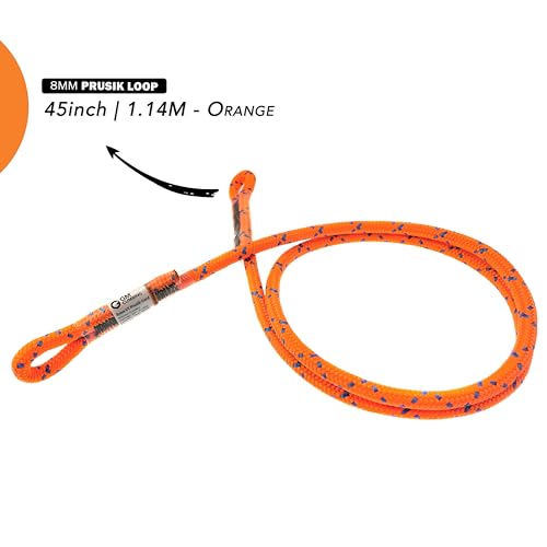 GM CLIMBING 8mm (5/16") Prusik Swen Eye-to-Eye Pre-Sewn 30 inch / 45 inch - color: Orange-45 inch