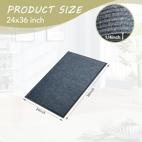 Front Door Mat, 2'x3'Indoor Outdoor Welcome Commercial Floor Mats | Heavy Duty Durable Inside Outside Entrance, Waterproof All-Season, All-Weather Non Slip Backing Doormat for Entryway, Grey - size: 24"x36"