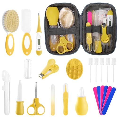 Baby Healthcare and Grooming Kit for Newborn Kids, 24PCS Upgraded Safety Baby Care Kit, Newborn Nursery Health Care Set, Baby Care Products (Yellow) - style: YELLOW-24