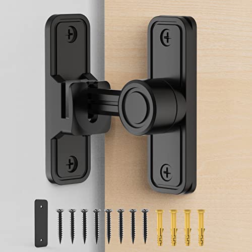 Sliding Barn Door Lock, 90 Degree Locks, Black | Flip Gate Latches for Garden, Bathroom, Outdoor, Garage, Window, Barn Doors - color: Black