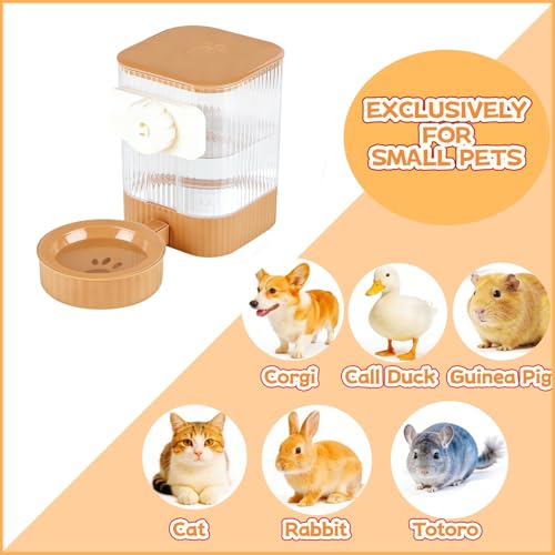 Small Pet Automatic Water Dispenser 1.6L - High-Temp Resistant, Detachable Easy to Clean, Non-Spill Auto Water Level | Food Grade Cage Mountable Feeder for Rabbit, Cat, Guinea Pig, Call Duck, Puppy