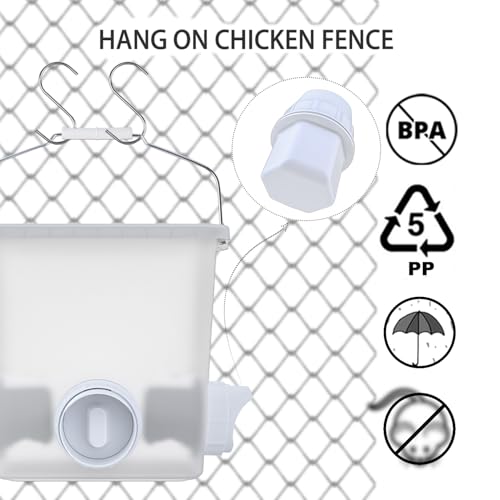 Automatic Chicken Feeder & Waterer Set Chicken Feed Bucket, Large Capactiy | Rain proof, Gravity, No Waste Poultry Feeder, Auto Refill Chicken Water Cup