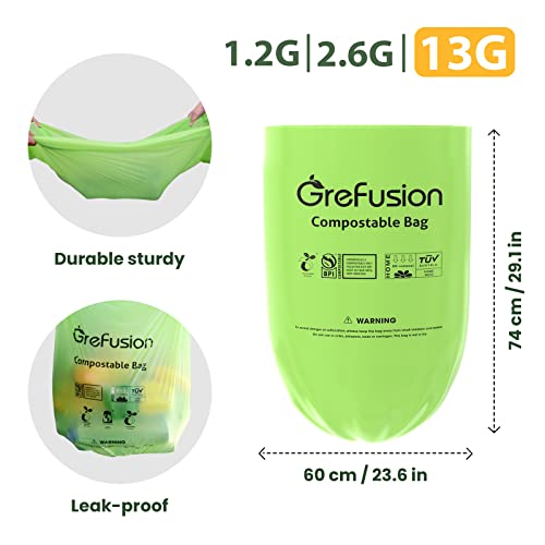 Compostable Bags,Trash bags 13+ gallon tall kitchen, Compostable Trash Lawn & Leaf Yard Waste Bags,Kitchen Compost Trash Bin Compatible,Extra Thick1.01 Mills,Certified by BPI and OK Compost(50count) - color: 13G-50count