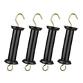 4 Pcs Electric Fence Gate Handle, Gate Handle Insulators with Spring, Outdoor Black Stainless Steel Plastic Handle, Gate Connector, Electric Fence Wire Handle