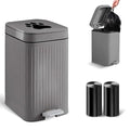 Dog Poop Trash Can Outside - 5L/1.3Gal Small Outdoor Trash Can with Lid | Outdoor Dog Poop Trash Can with Foot Pedal, Dog Waste Container with 40 Bags, Lid Soft Close for Pet, Gray - size: 5L Grey Trash Can