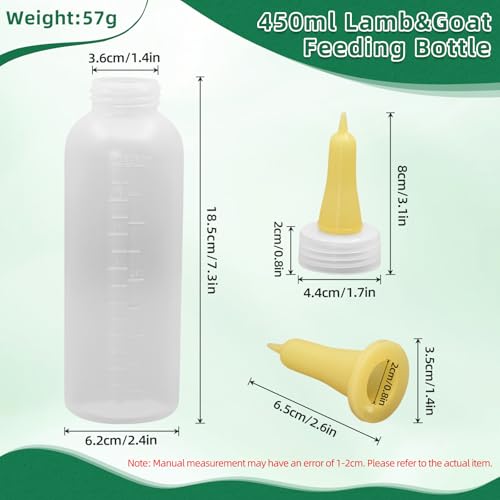 Lamb&Goat Feeding Bottle 2Pcs 500ml Lamb Nipple and Bottle Reusable Small Animal Care Milk Bottle for Farm Supplies