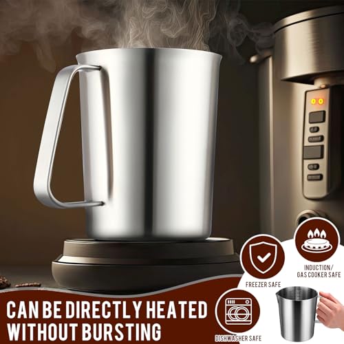 Copkim 4 Pcs Milk Frothing Pitcher with Handle 33.8 oz, 1000 ml, 4 Cup 304 Stainless Steel Pitcher with Pour Lip Metal Liquid Measuring Cups Measuring Jug Milk Frothing Cup for Latte Art Water Pouring - size: 4 Cup