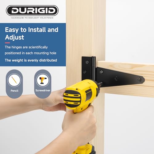 2 Pack 6 Inch T Hinge, Heavy Duty Hinges for Wood, Gate Hinge, Shed Door Hardware, Fence Hinges for Outdoor Gates, Barn Door, Ideal Outdoor Useage - size: 6 Inch